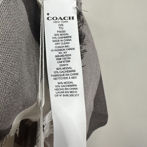 NEW Coach Women's Lightweight Windowpane Challis Scarf in Stone F54253 One Size - Picture 4 of 8